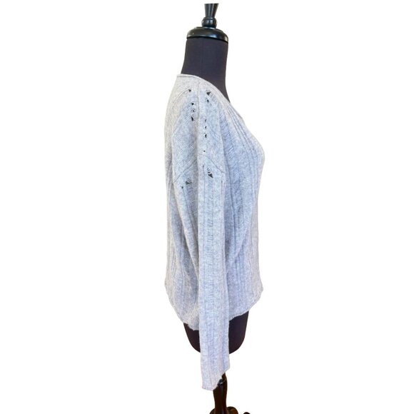 Nili Lotan Grey Cashmere Sweater distressed details Size M - Picture 5 of 14